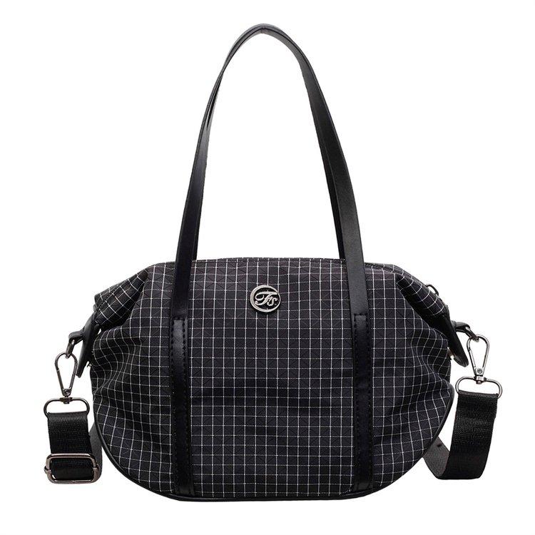 Women s checkered casual large capacity handbag - lightweight crossbody bag чёрный