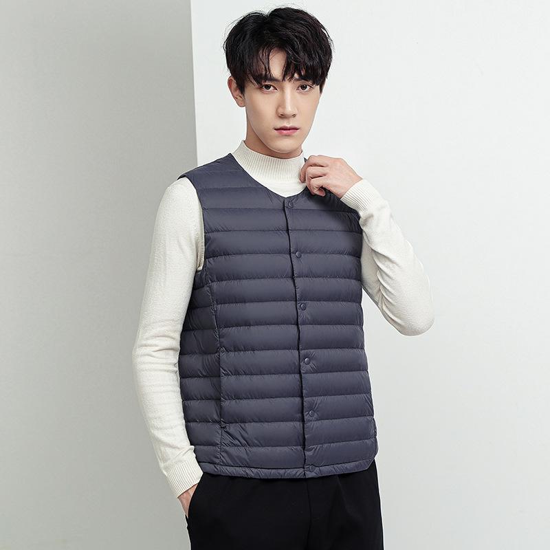 Autumn and winter light down vest men versatile wear down jacket inside and outside warm vest liner collar casual coat men