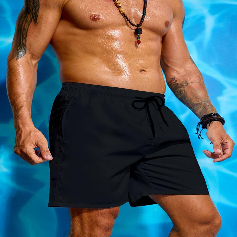 Men's Classic Drawstring Beach Shorts with Elastic Waistband and Pocket, Quick Drying Polyester Fiber Is Perfect for Summer