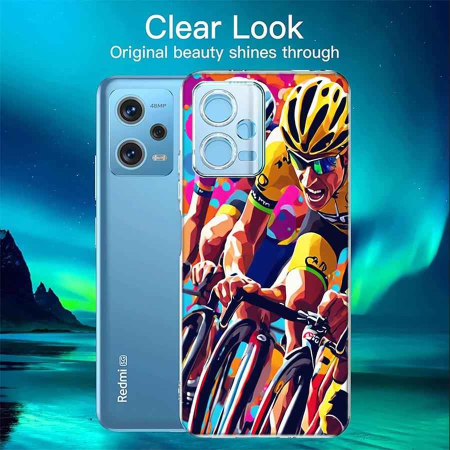 Bicycle Race Phone Case For Redmi 12 13C 12C 15C 9 10 10C Note 13 Pro Plus 14 15 Pro 9T 9C 9A TPU Soft Cover Clear Cell Cases Sh