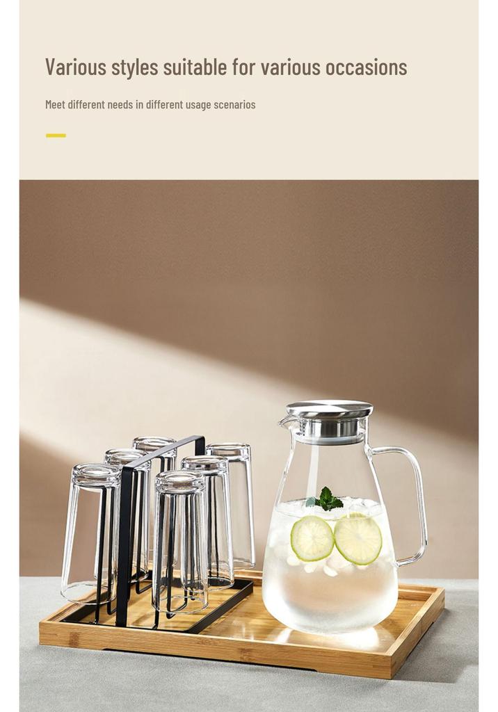 Large Capacity Heat-Resistant Borosilicate Glass Cold Water Kettle & Teapot