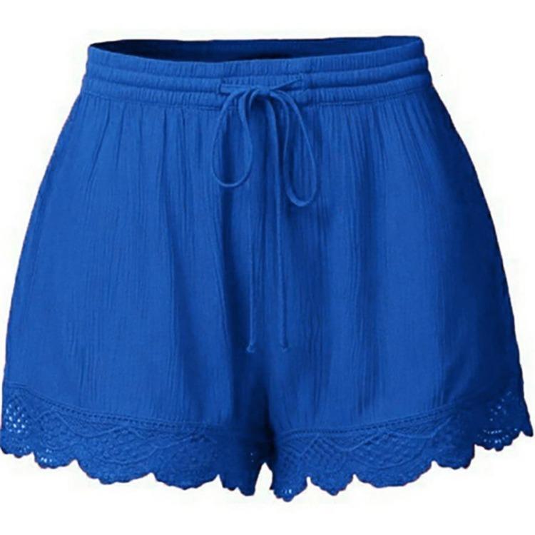 Women Casual Loose Shorts Large Size Lace Drawstring Pants