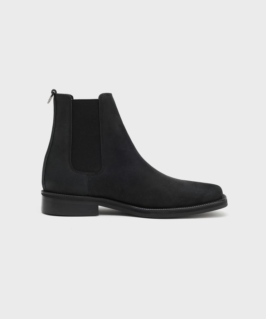 Firenze Atelier [Vibram] Minimal Semi-Square Line Chelsea Boots 7430 [Natural Black]