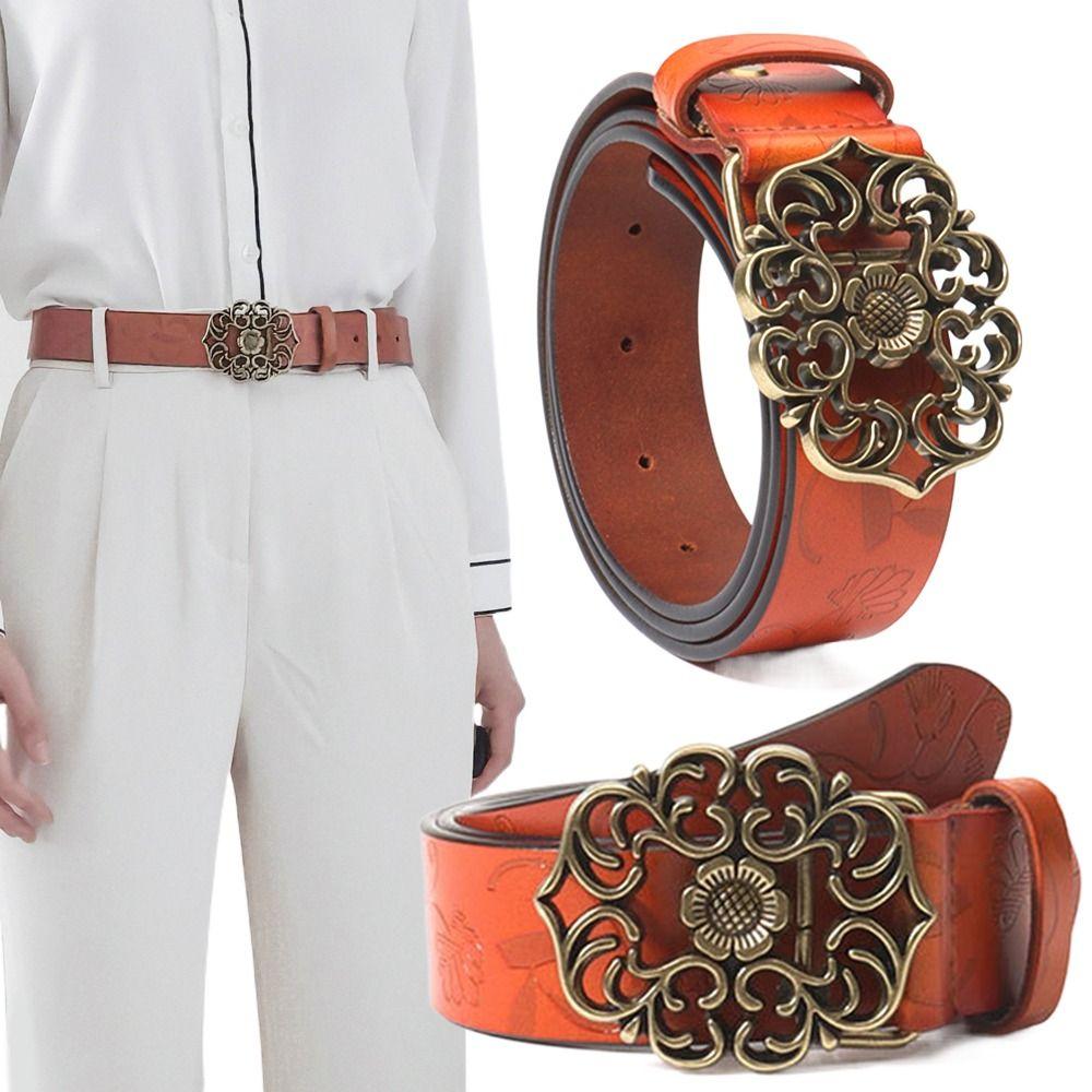 Casual Pin Buckle Waistband Wild Skirt Pants Bands Fashion Leather Belt  Women