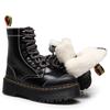 Real Wool Platform 8 Splicing Locomotive Boots 1460 Side Zipper, Women's British Short Boots Muffin Tooling Martin Boots