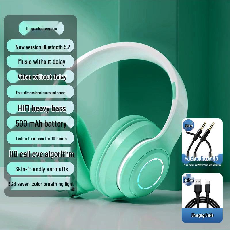 2025 Bluetooth Over-Ear Headphones for Female Students: Stylish Wireless Earmuff Headset