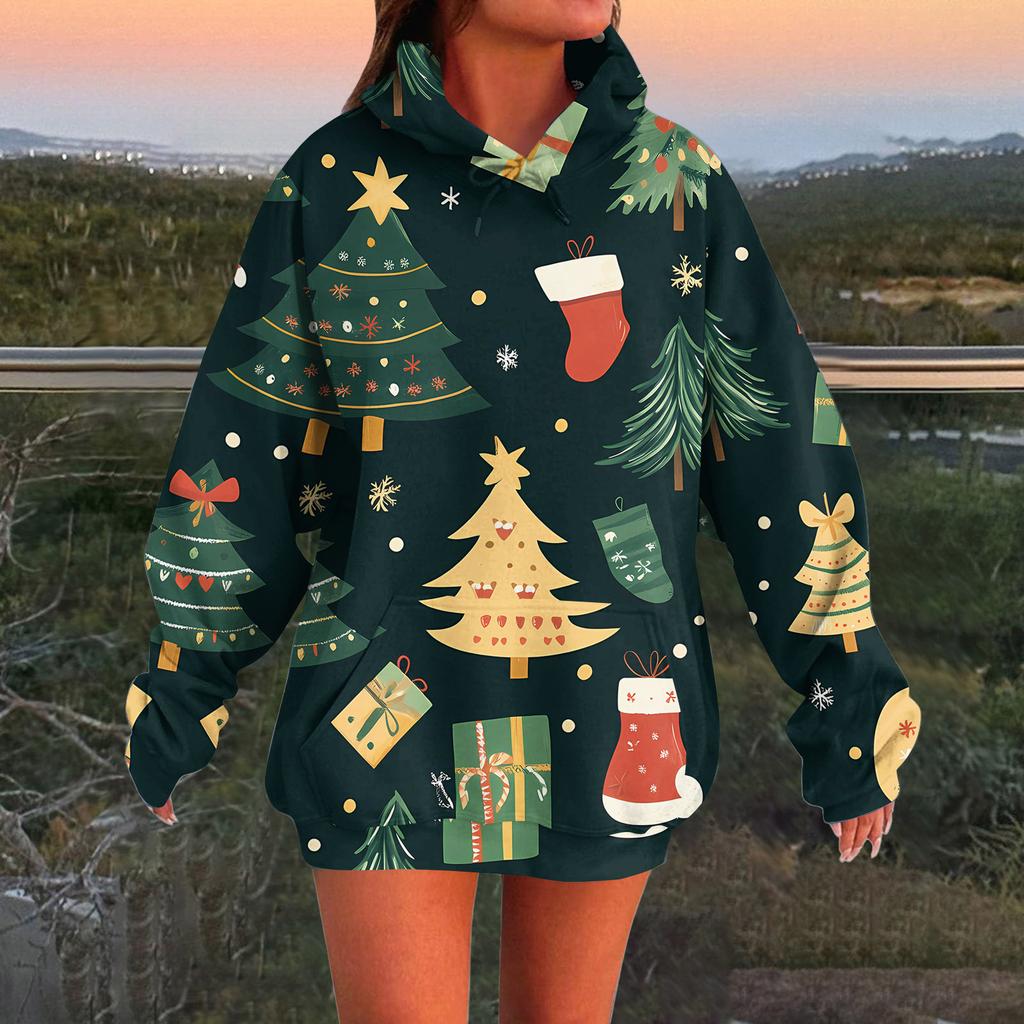 Γυναικεία Μόδα Καθημερινά Ευέλικτα Casual Μπλούζες Φούτερ με Στρογγυλή Λαιμόκοψη Μακρυμάνικα Τοπ Φούτερ με Εκτύπωση