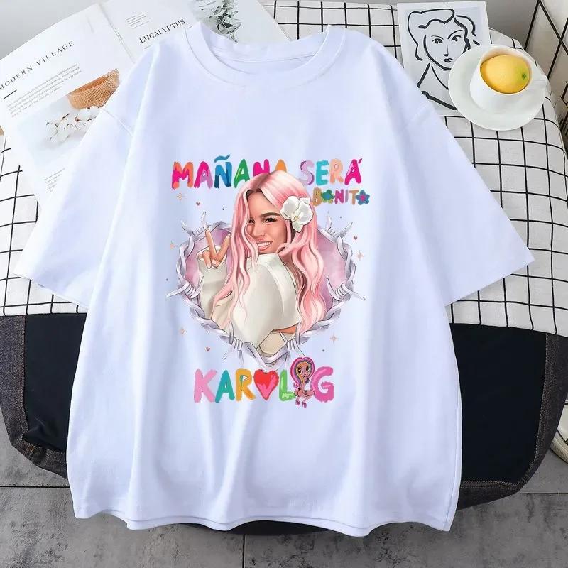 Letní Karol G Bichota Bavlněné tričko s kulatým výstřihem Pánské Dámské Ležérní Kawaii Trička s krátkým rukávem Topy Streetwear Nadměrné y2k Top ropa