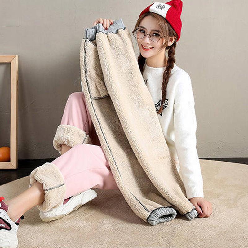 Frauen Winter Wolle Jogging Hose Dicke Baumwolle Gepolsterte Hosen Warme Sport Hosen Elastische Taille