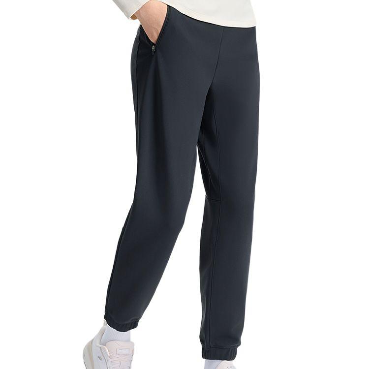 FILA A.P. Series Solid Color Cuffed High Elastic Knitted Sports Pants Women pants Deep-Black A11W511610F-BK