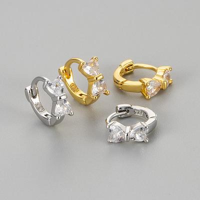 Exquisite Small Bowknot Zircon Ear Buckle Women's Versatile High-End Sense Hoop Earrings