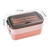 Dwupoziomowy lunchbox z przegródkami Zawiera widelec/łyżkę Łatwy do czyszczenia Wygodny w użyciu
