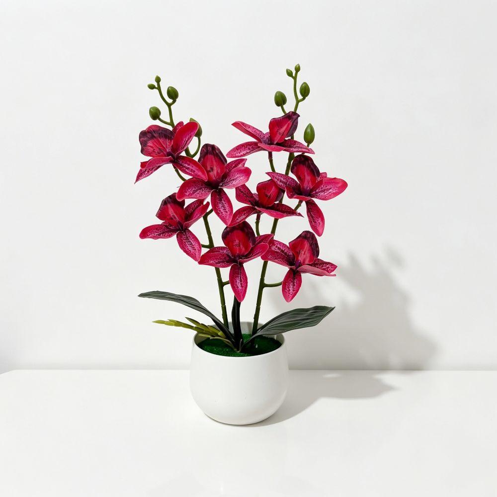 Multicolor Simulation Cymbidium Bonsai With Flowerpot Simulated Orchid Plant Indoor Outdoor