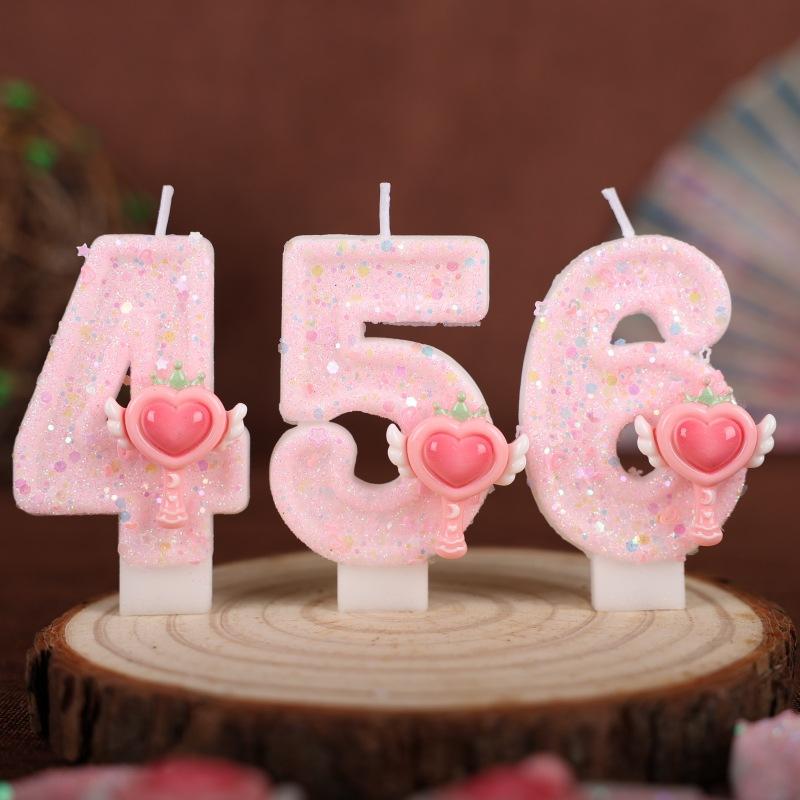 New Pink Magic Wand Number Candle Birthday Cake Party Decoration Handmade Number Candle 0-9