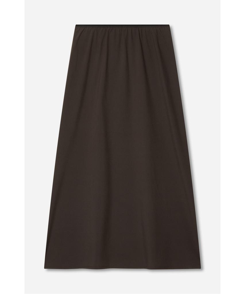 Jaa [Jaah] Elastic Waist Long Skirt Dark Brown