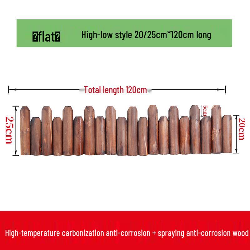Carbonized Anticorrosive Wooden Picket Fence for Indoor & Outdoor Gardens, Balconies, and Courtyards.