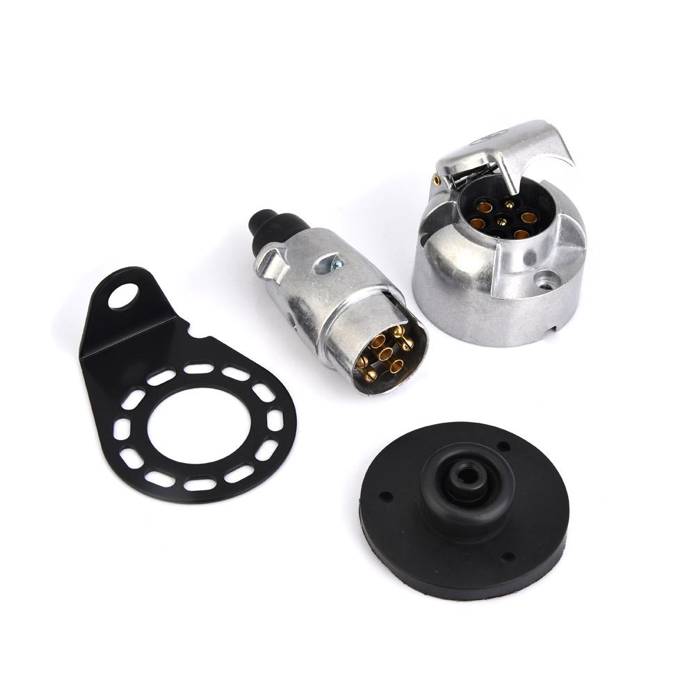 12V 7Pin Trailer Plug Socket Connector Adapter Bracket for Trailer Caravan Towing Towbar