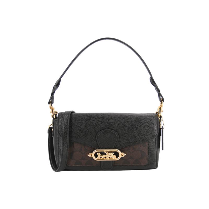 

Coach Jade 26 Signature Color Block Flap Crossbody Bag Women Handbags Black Dark-Brown 90782-IMAA8 Basic Set (Bag+Dust Bag)