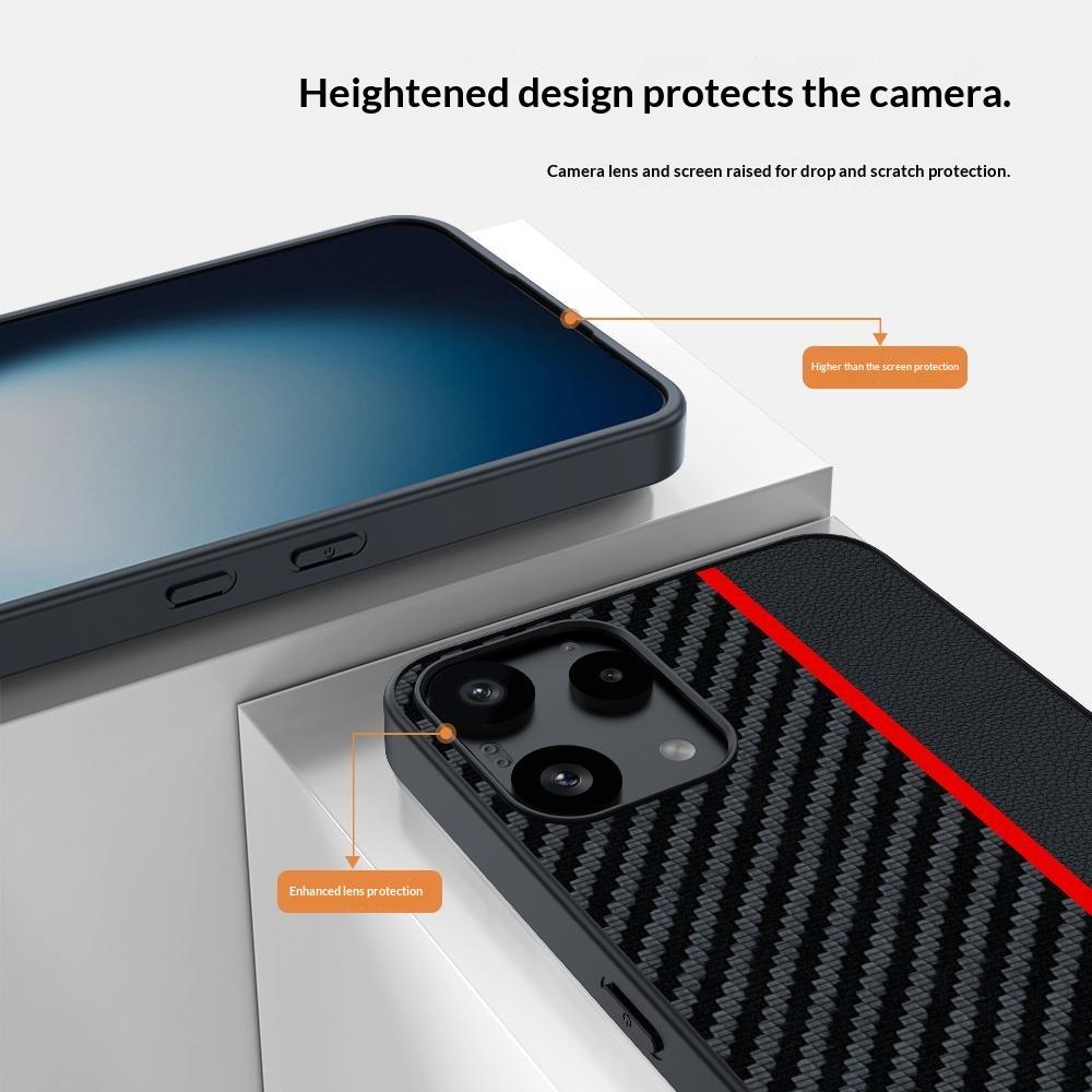 Für Nichts Telefon (3a) Lite 5G Hülle Leder + PC Harte Handyhülle Karbonfaser-Textur