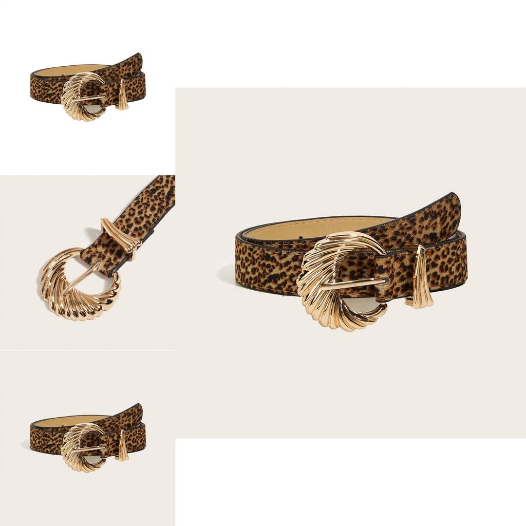 Tiger Print Womens Fashion Leather Belt With Faux Pu Material And Gold Buckle For Casual Wear