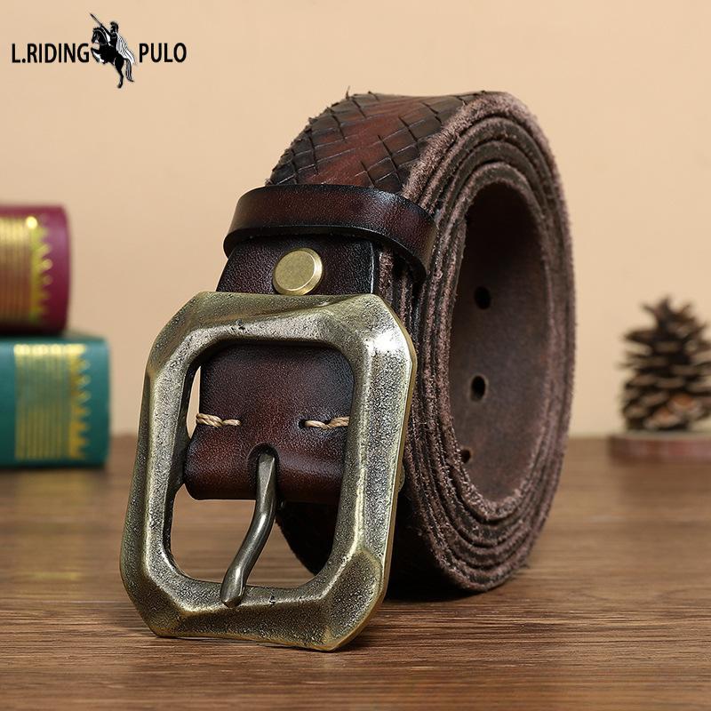 Men's Belt Thickened Real Leather Pin Buckle Personality Fashion Trend Youth Jeans Belt