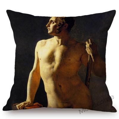Neoclassical World Famous Oil Painting Jean Ingres Nepoleon The Source La Grande Odalisque Sofa Pillow Case Linen Cushion Cover