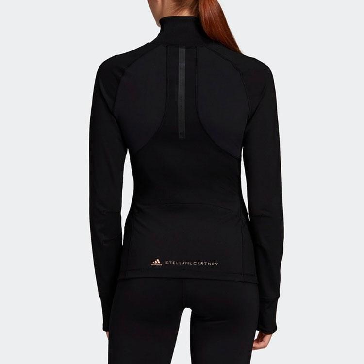 Adidas SMC Solid Color Stand Collar Long Sleeve Zip Sports Jacket Women Jacket Black FU0761