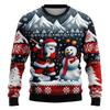Unisex Christmas Sweatshirt With 3D Snowman Santa Print Hooded Long Sleeve Cotton Pullover Holiday Casual Wear