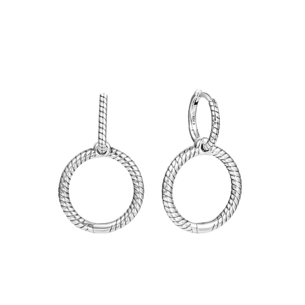 New Moments Charm Cercei cu cerc dublu Bijuterii din argint 925 Cercei nunta pentru femei ureche
