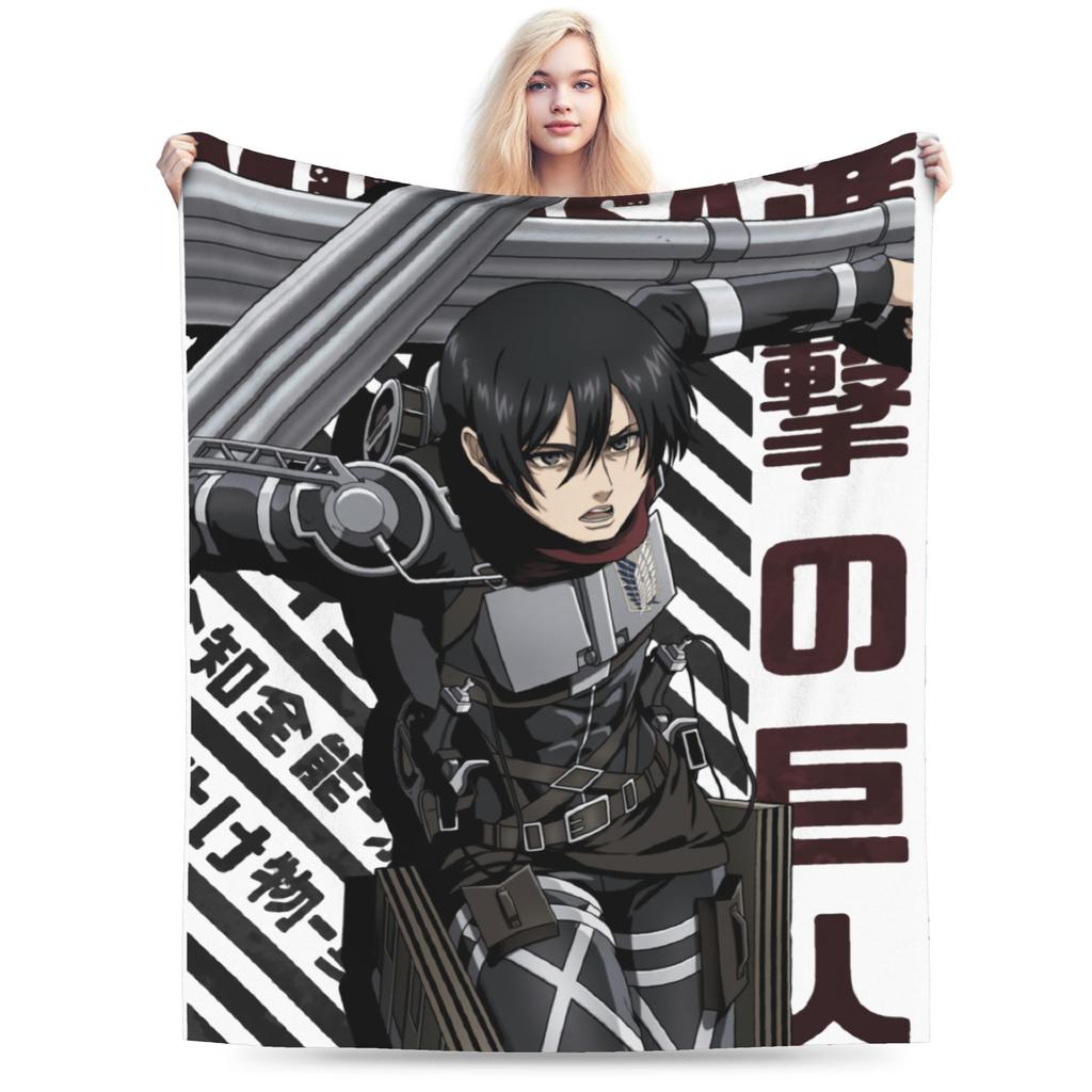 Shingeki no Kyojin Mikasa Ackerman Attack on Titan Blankets Flannel Spring/Autumn Portable Warm Throw Blanket for Sofa Rug Piece