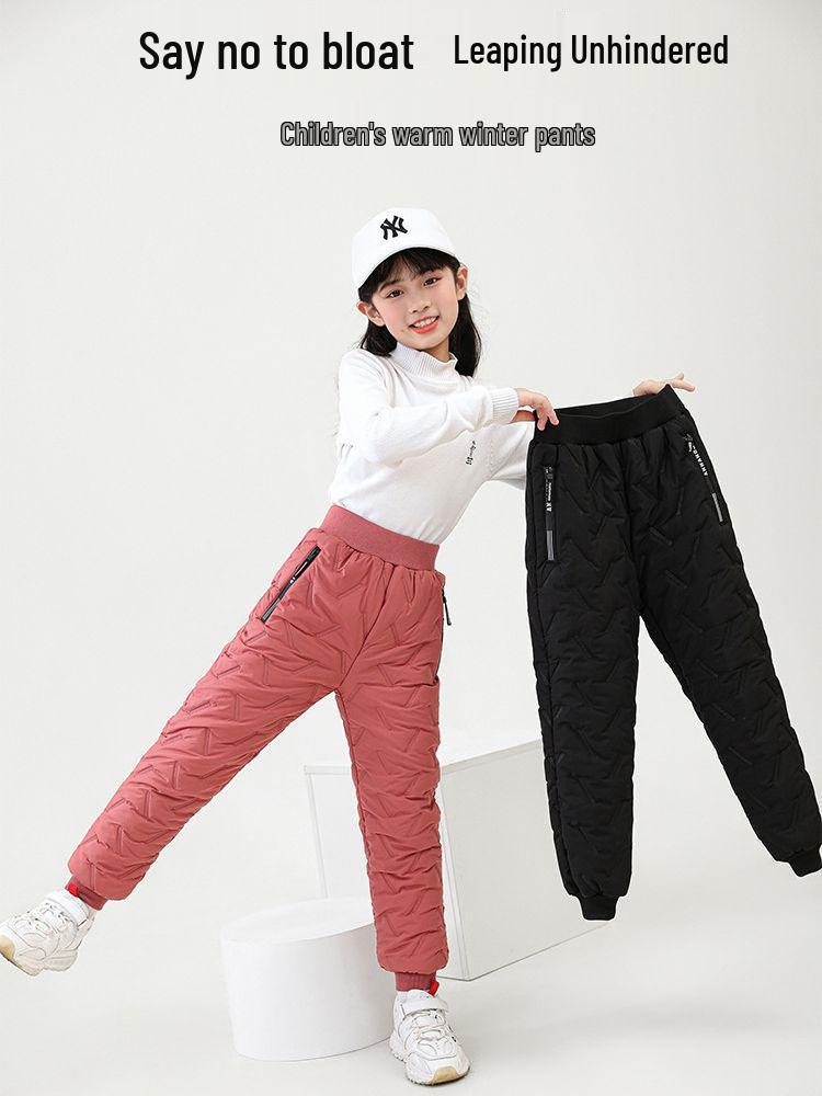 Children's Fleece-Lined Cotton Pants for Boys and Girls - Warm Winter Lambswool Outerwear
