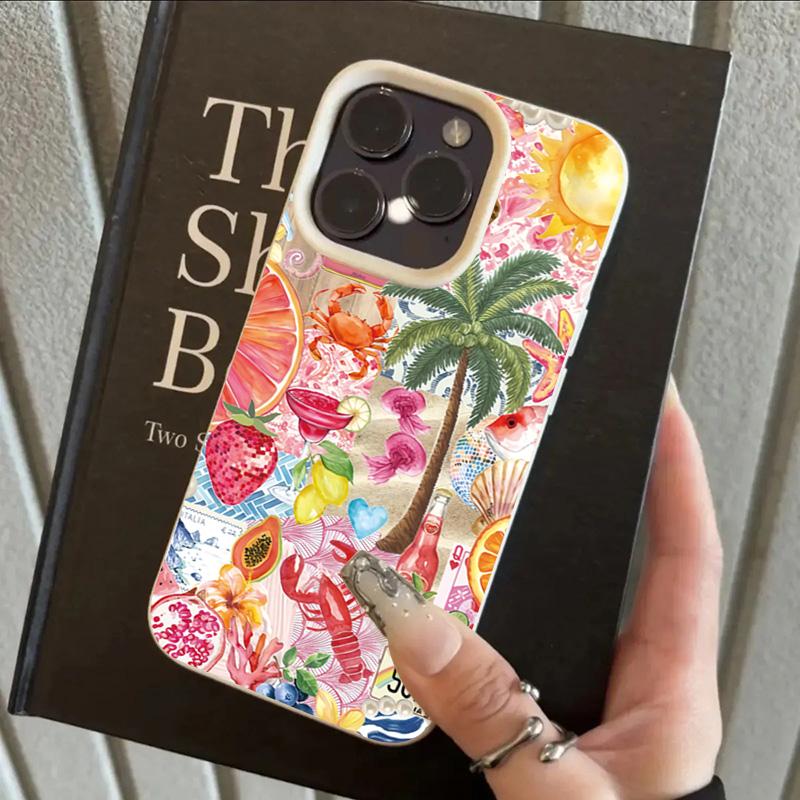 Summer Beach Coconut Tree Pattern Phone Case For iPhone 16 17 Pro Max 16e 15 14 13 12 11 Pro Max 17e 17Air XR XS Max Soft Cover iPhone XS Max