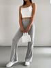 2025 Women's Autumn Knitted Ribbed Flared Pants - Solid Color Casual Micro-flare