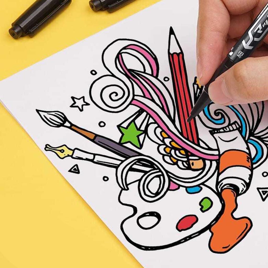 Twin Tip Permanent Marker Pen Fine Point Waterproof Ink Thin Nib Crude Nib Black Ink Permanent Marker Paint Marker Pen 1-30pcs