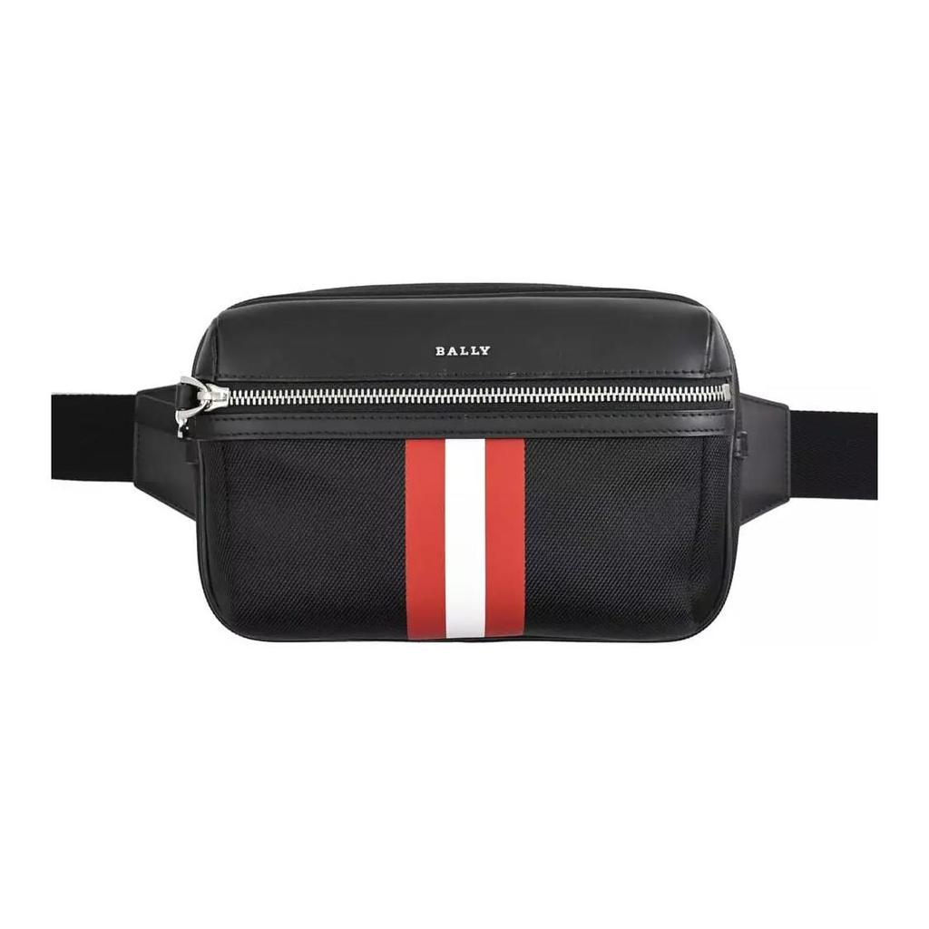 Bally Logo Zipper Closure Fabric And Leather Waist Bag Men waist bag Black 6302615