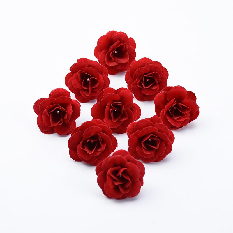 10/20pcs Silk Red Roses Head Decor Home Scrapbook Wedding Bridal Accessories Festival Decoration Diy Gift Box Artificial flowers