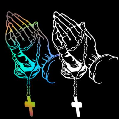 Bunte Auto Gebetsgeste Laser Aufkleber Gott Jesus Christus Mode Auto Karosserie Styling Dekoration Aufkleber Heckscheibenaufkleber