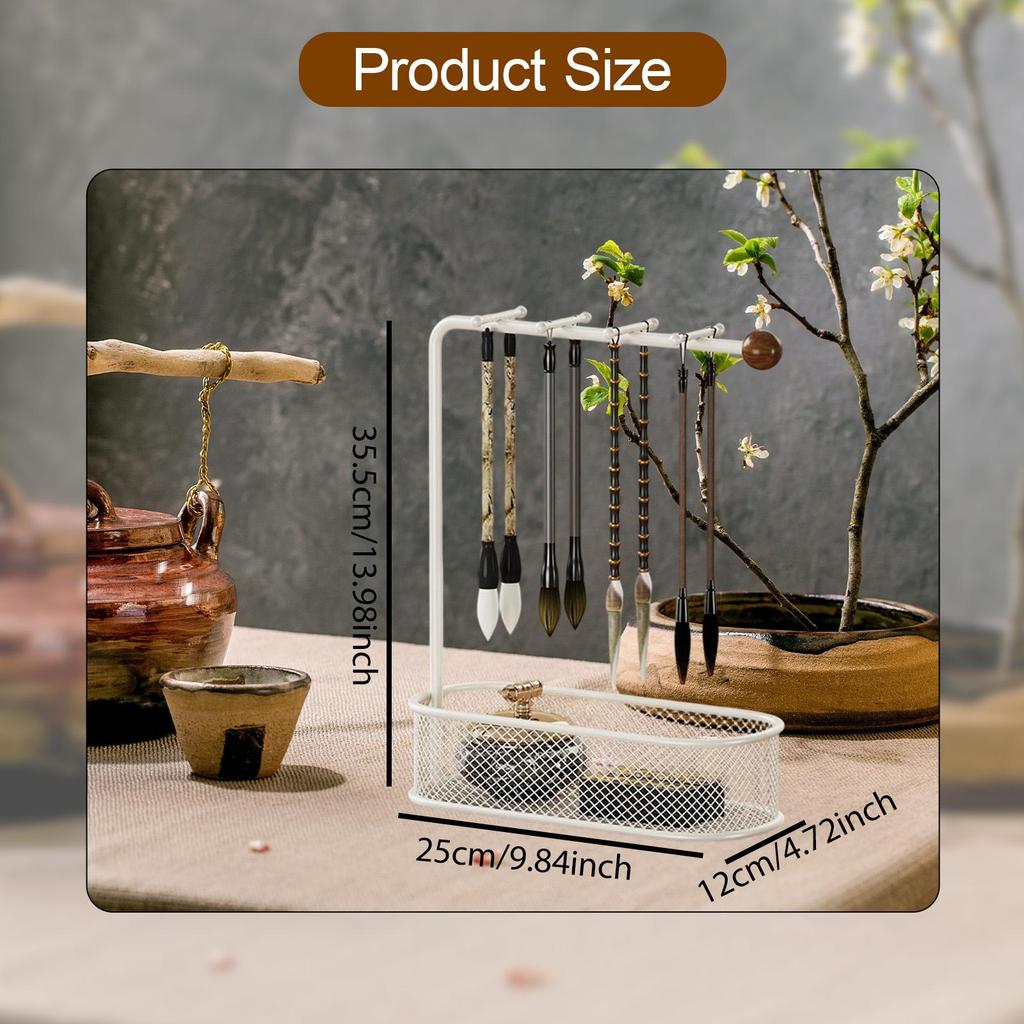 Metal Windchime Hanger Tabletop Stand Calligraphy Brush Holder Jewelry Organizer for Home Decoration