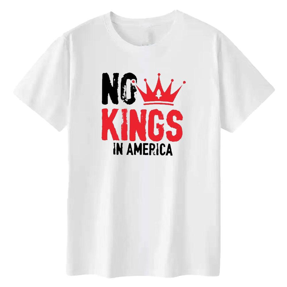 No Kings In America Tshirt Patriotic Democracy Graphic T Shirts Woman Man Casual Streetwear Cotton Shortsleev Ropa Hombre