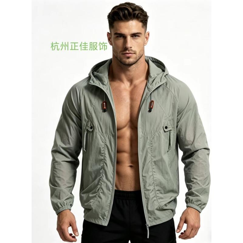 Mens White Lightweight Hooded Sun Protection Jacket