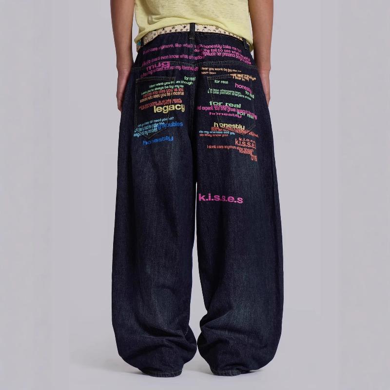 European And American Style New Washed Jeans Men'S And Women'S Retro High Street Straight Trousers Ins