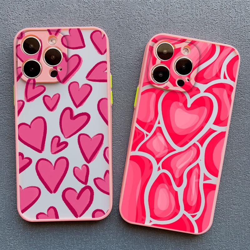 Cute Love Heart Pattern Protective Phone Cases for Iphone 15 11 12 13 Pro Max Mini 16 14 Pro Max Plus X XR XS Shockproof Cover