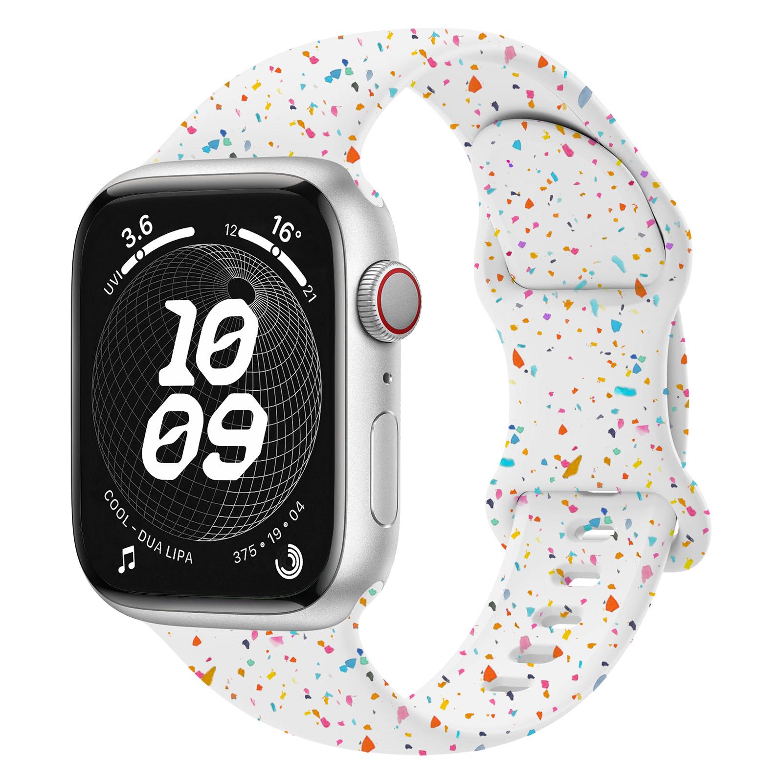 Ремешок для Apple Watch iWatch 9/S11/Ultra - Силиконовый с конфетти и пряжкой-бабочкой 38/40/41mm