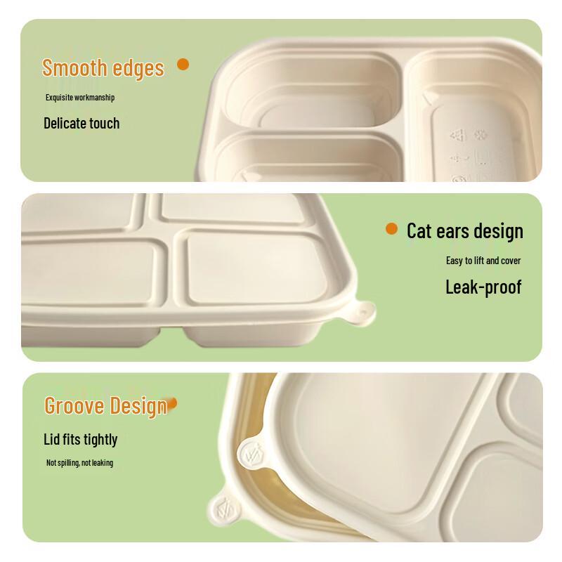 ZL Disposable 4-Compartment Biodegradable Corn Starch Lunch Box
