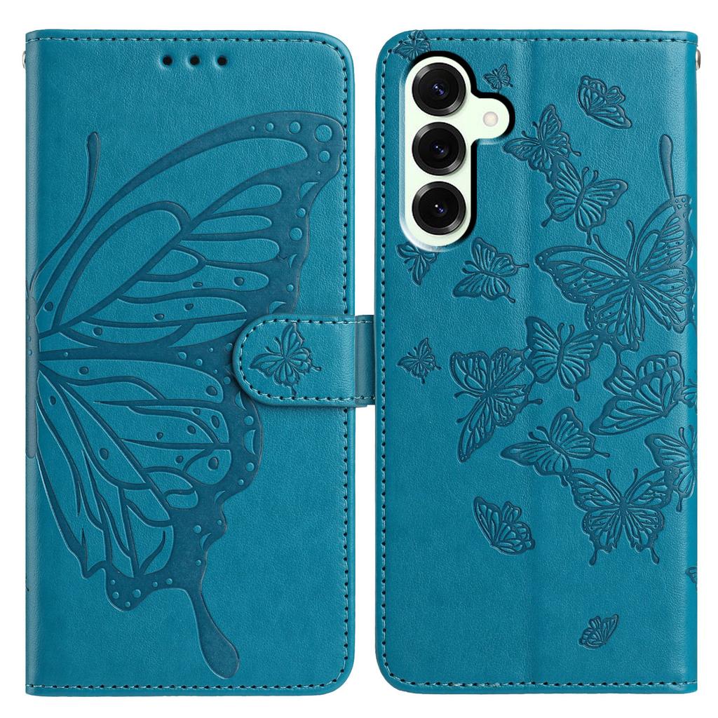 For Samsung Galaxy M36 5G Case Butterfly Imprinted Wallet Stand PU Leather Flip Phone Cover with Strap