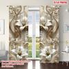 2 Stück Elegante 2D-Lilien- & Edelsteindruck-Vorhänge – Festliche & Alltägliche Stangentaschen-Fensterdekoration für Wohnzimmer, Büro, Schlafzimmer, Küche