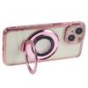 For iPhone 15 Case with Ring Kickstand TPU Anti-dust Rhinestones Decor Protective Cover