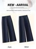 High-End Women's Navy Wide-Leg Cropped Suit Pants, High-Waisted, Casual Straight-Leg, New Spring/Autumn 2026 Style.