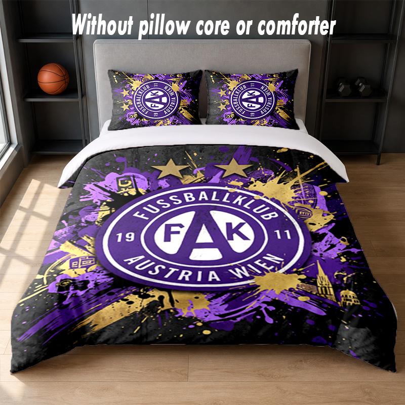 Austria Wien FC Design Bett Bettwäsche Set 1 Bettbezug + 2 Kissenbezüge Weich Atmungsaktiv Haushalt Bettwäsche