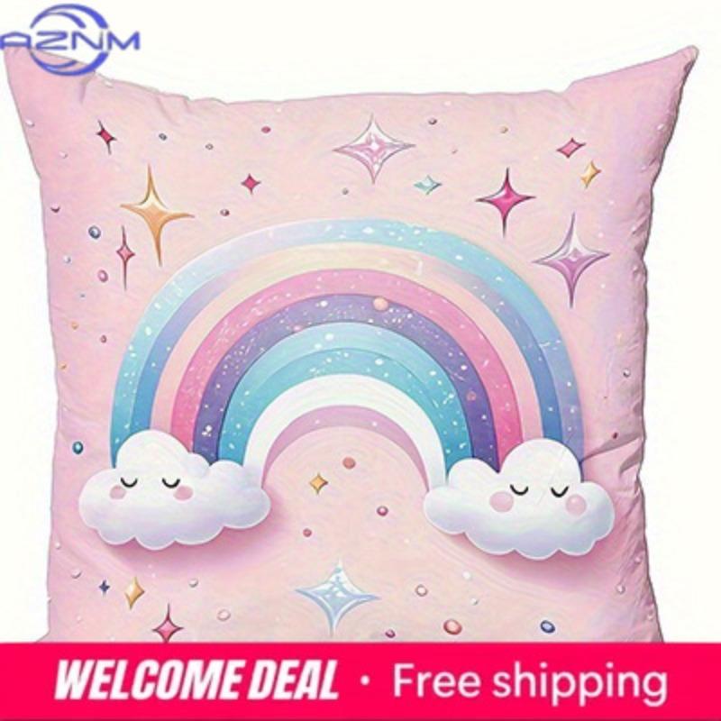 Home Decor Colorful Rainbows And Magical Unicorn Pillowcases Pattern Cushion Cover Suitable For Sofa Bedroom Car Pillow Cover